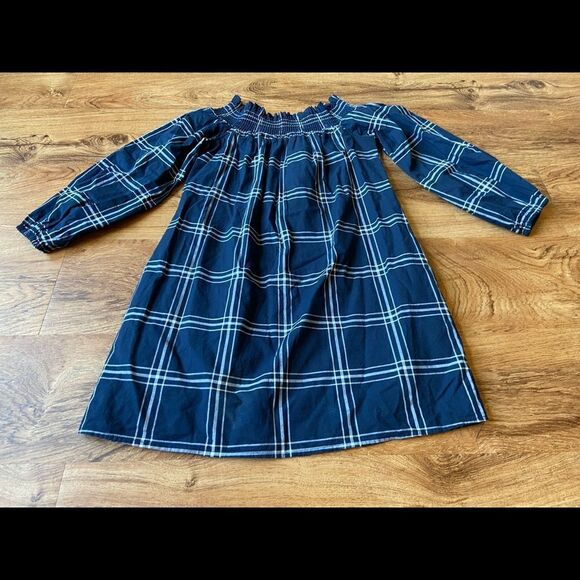 Abercrombie & Fitch navy off the shoulder long sleeve plaid dress - Picture 2 of 2
